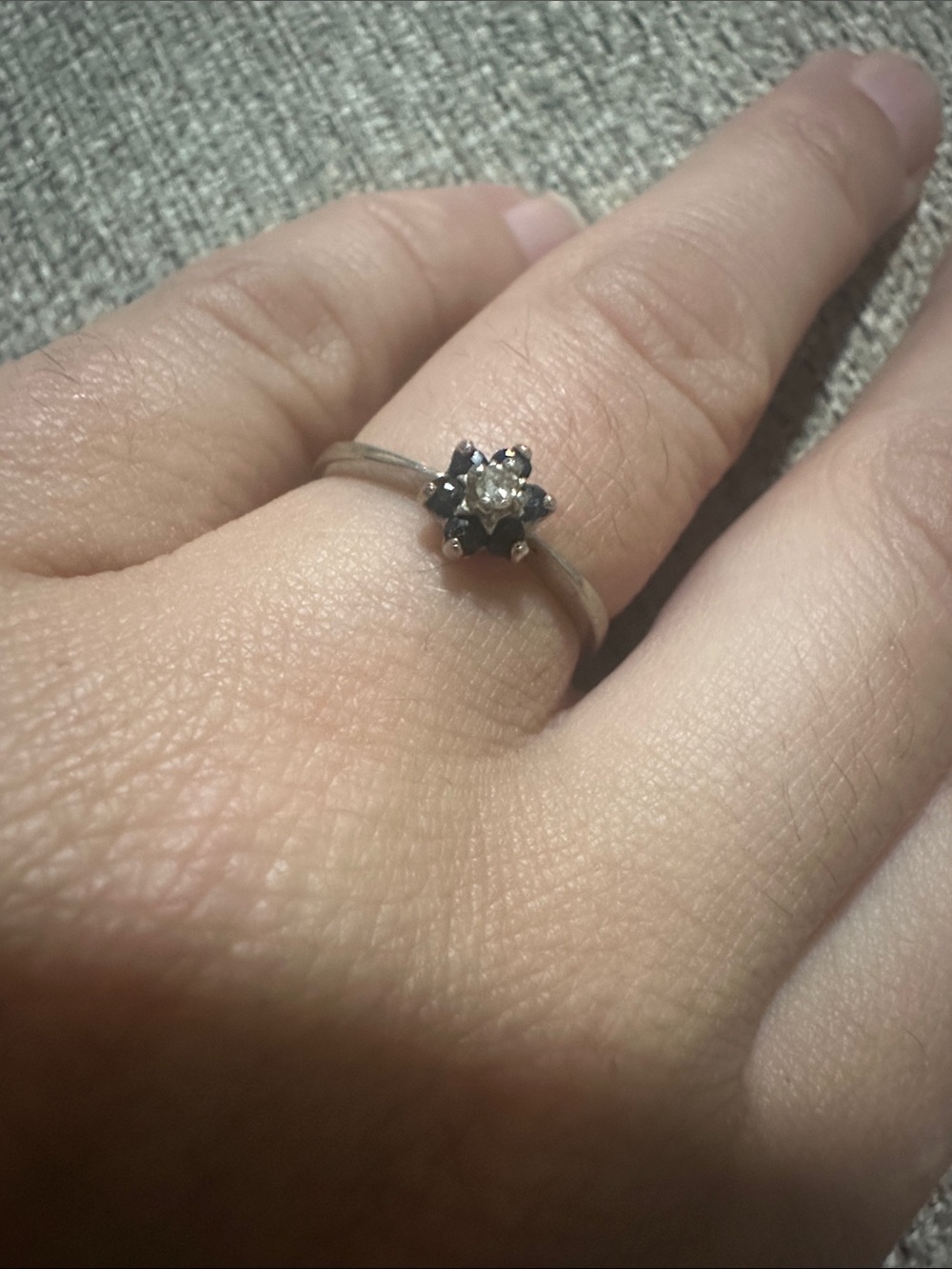 10k Delicate Cluster Ring with Sapphire and Tanzanite